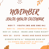 November Jouth and Youth Calendar